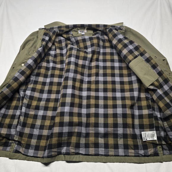 Carhartt 104146 Ripstop Solid Shirt Jacket 2XL Green Flannel Lined Coat - Picture 4 of 9